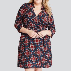 Fit & Flare Printed Faux Wrap Dress - X